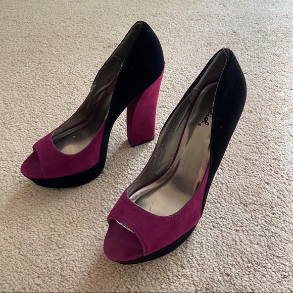 *SALE* Velvet Platform Heels Qupid - Picture 6 of 9